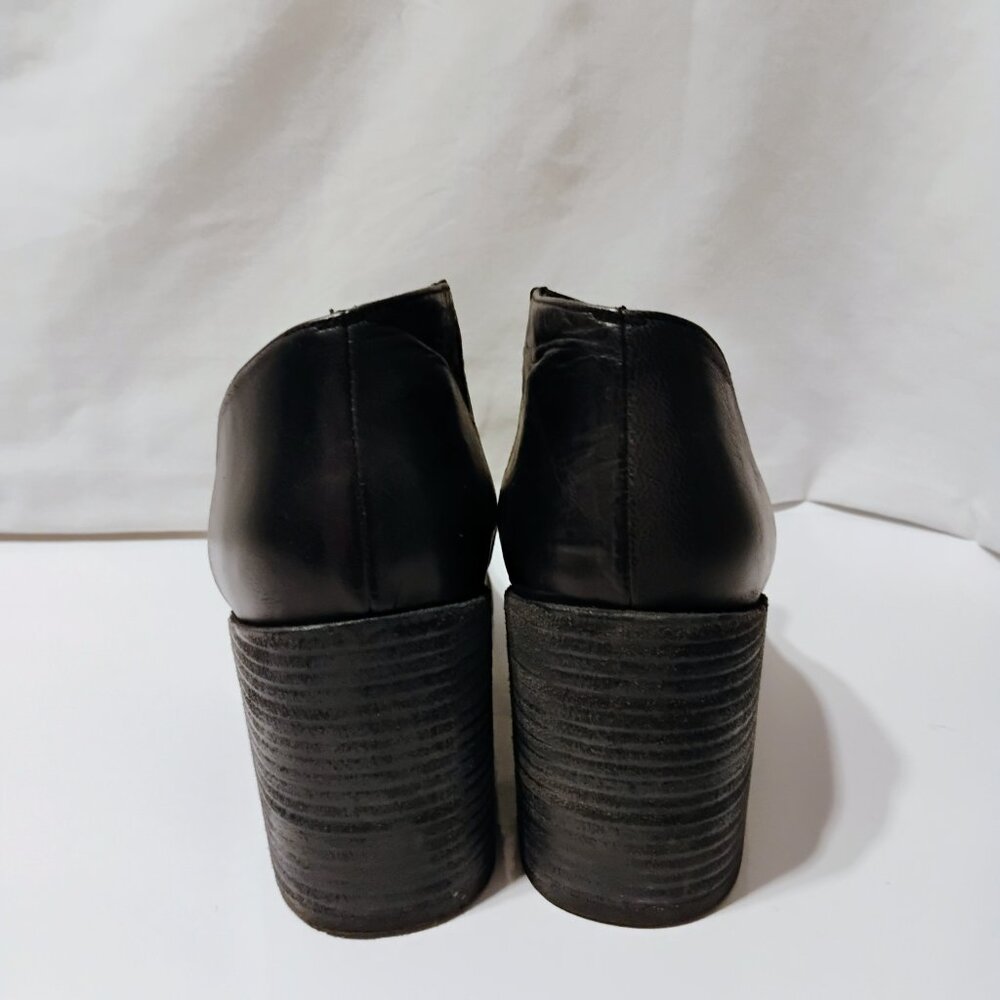 Free People Booties Ankle Boots Terrah Leather Chunky Heel Pull Slip On Black 41 - Picture 6 of 11